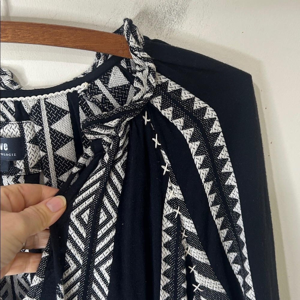ANTHROPOLOGIE Dominique Tunic Dress Boho Black White Size Small Petite - Picture 7 of 16